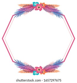 Cute and beauty floral border illustration for wedding card design