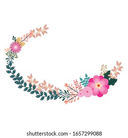 Cute and beauty floral border illustration for wedding card design