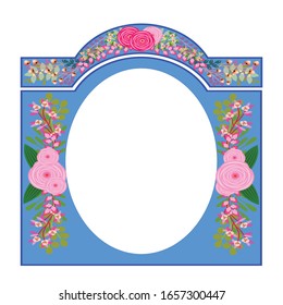 Cute and beauty floral border illustration for wedding card design
