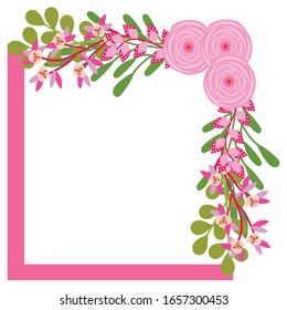 Cute and beauty floral border illustration for wedding card design