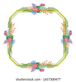 Cute and beauty floral border illustration for wedding card design