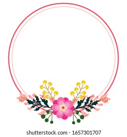 Cute and beauty floral border illustration for wedding card design