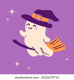 Lindo fantasma de belleza. Personajes fantasmas de Halloween felices, criatura de expresión espeluznante. Divertido demonio mágico de miedo, Clipart de Vector creativo de misterio