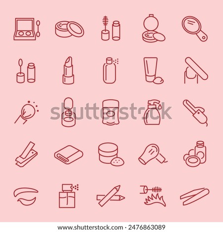 CUTE BEAUTY MAKEUP ICON SET