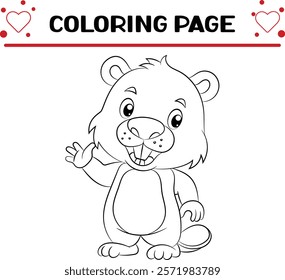 cute beaver animal coloring page for kids