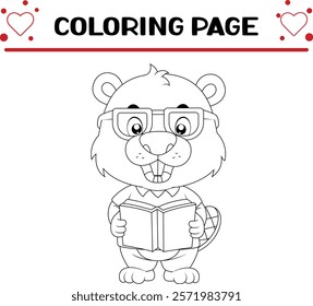 cute beaver animal coloring page for kids