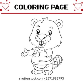 cute beaver animal coloring page for kids