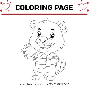 cute beaver animal coloring page for kids