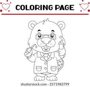 cute beaver animal coloring page for kids