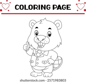 cute beaver animal coloring page for kids