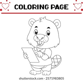 cute beaver animal coloring page for kids