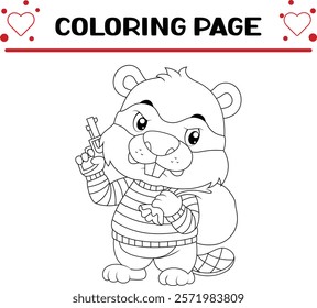 cute beaver animal coloring page for kids