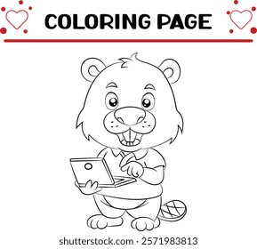 cute beaver animal coloring page for kids