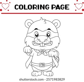 cute beaver animal coloring page for kids