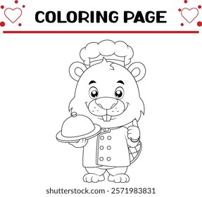 cute beaver animal coloring page for kids