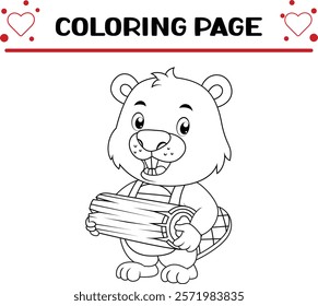 cute beaver animal coloring page for kids