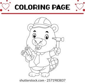 cute beaver animal coloring page for kids