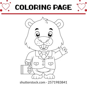 cute beaver animal coloring page for kids