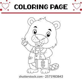 cute beaver animal coloring page for kids