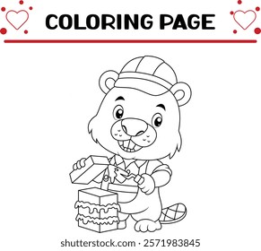 cute beaver animal coloring page for kids