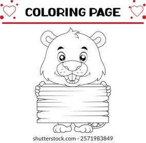 cute beaver animal coloring page for kids