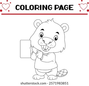 cute beaver animal coloring page for kids