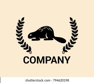 cute beaver brown mammal animal life in water lake river home from wood forest logo design idea concept