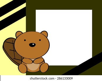 cute beaver cartoon frame background in vector format very easy to edit