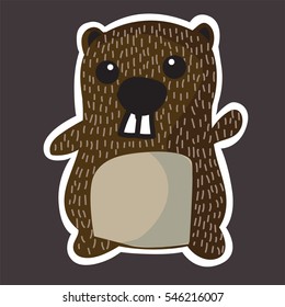 Cute Beaver cartoon.  illustration vector image. 