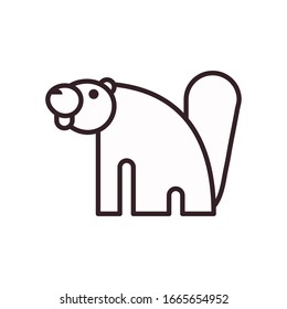 Cute beaver cartoon line style icon design, Animal zoo life nature character childhood and adorable theme Vector illustration
