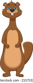 cute beaver cartoon on white background