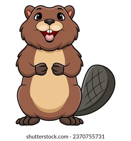 Cute beaver cartoon on white background