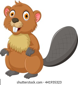 cute beaver cartoon posing