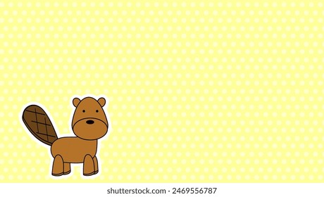 cute beaver cartoon sticker background in vector format