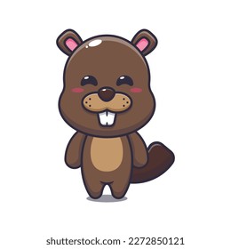 Cute beaver cartoon vector illustration. Vector cartoon Illustration suitable for poster, brochure, web, mascot, sticker, logo and icon.