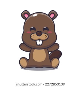Cute beaver cartoon vector illustration. Vector cartoon Illustration suitable for poster, brochure, web, mascot, sticker, logo and icon.