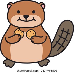 Cute beaver cartoon vector illustration