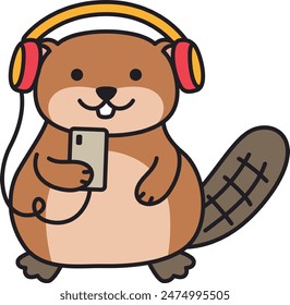 Cute beaver cartoon vector illustration