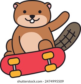 Cute beaver cartoon vector illustration