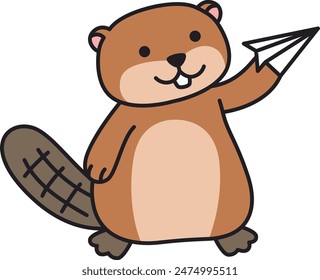 Cute beaver cartoon vector illustration