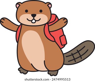 Cute beaver cartoon vector illustration