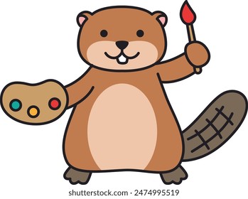 Cute beaver cartoon vector illustration