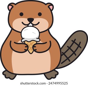 Cute beaver cartoon vector illustration