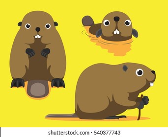 Cute Beaver Cartoon Vector Illustration