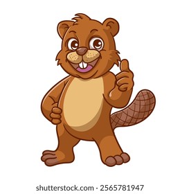 Cute Beaver cartoon Vector Style