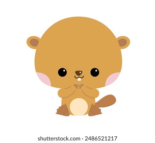 Cute beaver character illustration for toddlers