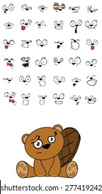 cute beaver expressions cartoon set in vector format