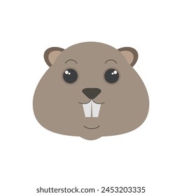 Cute beaver face, portrait of comic furry forest animal mascot for avatar vector illustration