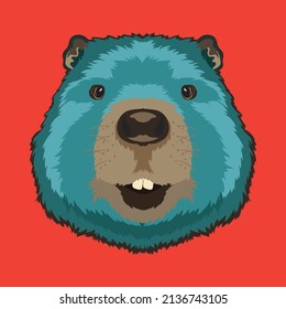 Cute Beaver Face Vector Illustration In Decoratice Style, Perfect For Tshirt Style And Mascot Logo