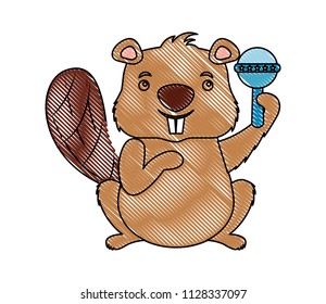 cute beaver funny rattle toy